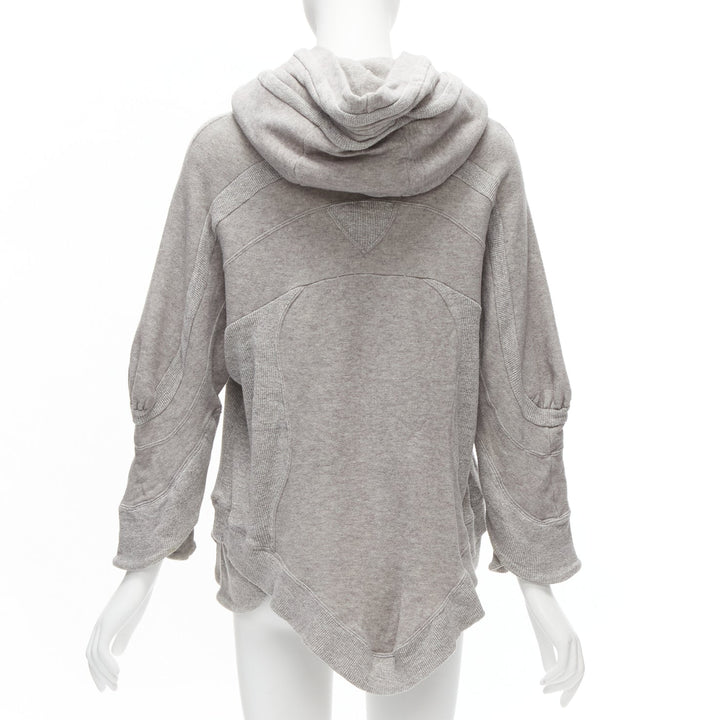 UNDERCOVER grey cotton wool panelled sleeves oversized hooded sweatshirt JP1 S