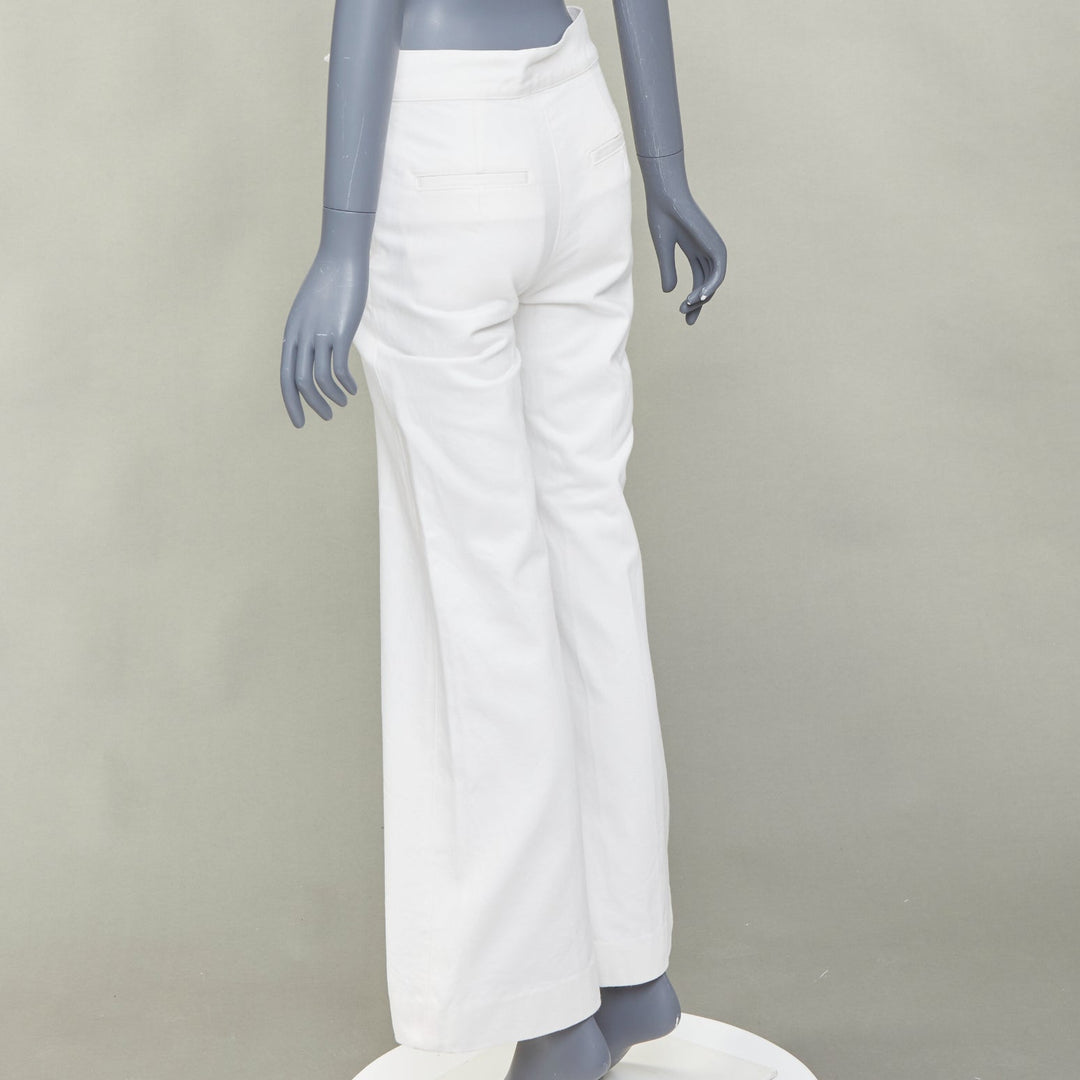 OLD CELINE Phoebe Philo off white cotton high waist flare leg crop jeans FR34 XS