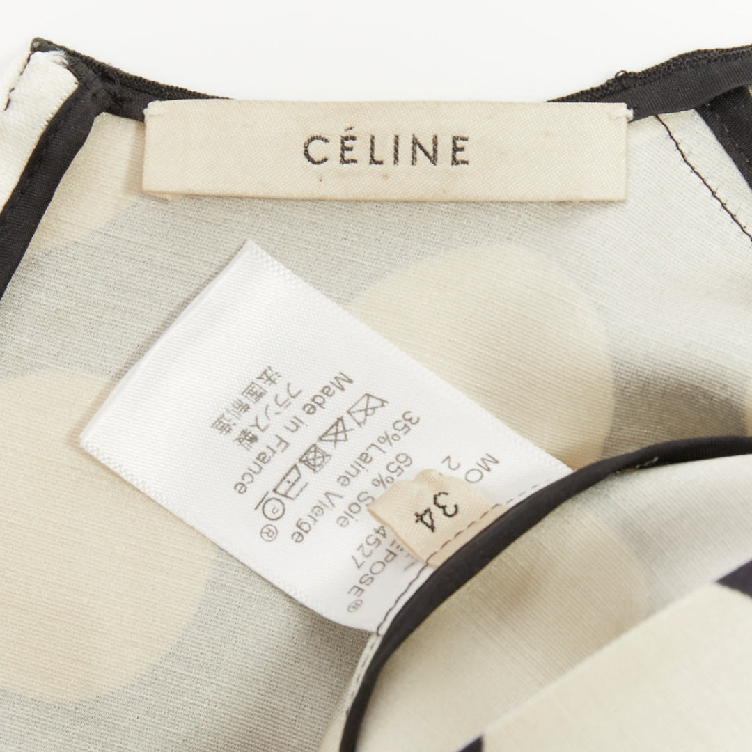 CELINE 2013 Runway Phoebe Philo polka dot silk wool oversized tunic top FR34 XS
