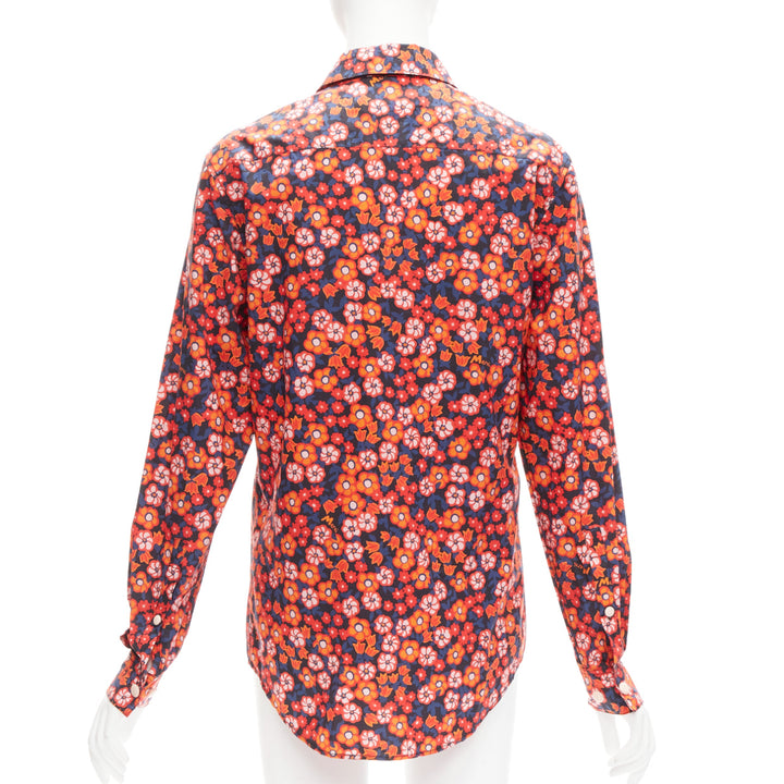 MARNI 100% cotton red blue floral print long sleeve shirt top IT38 XS