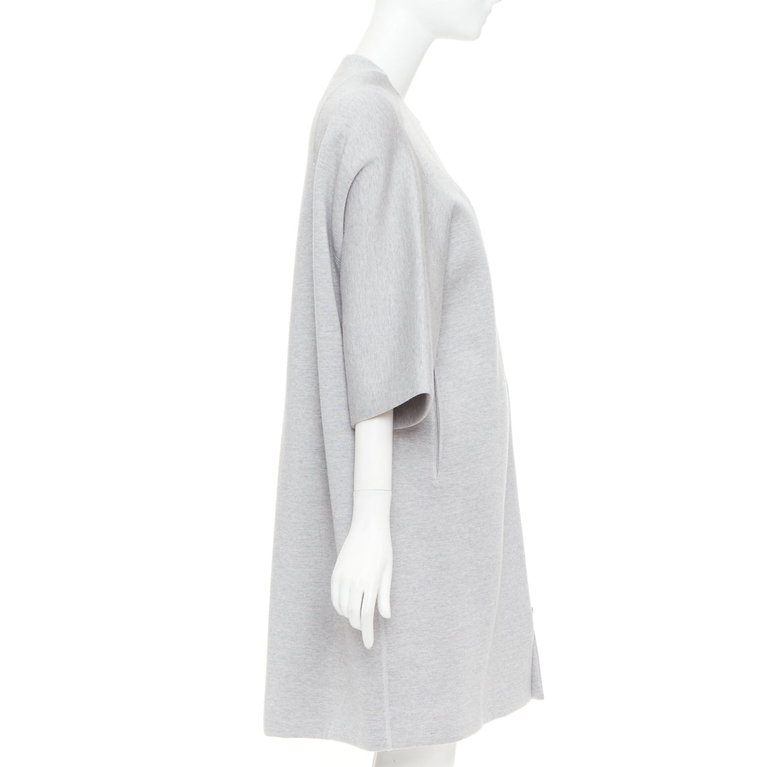 CHRISTIAN DIOR light grey virgin wool jersey cocoon half sleeve coat FR36 S