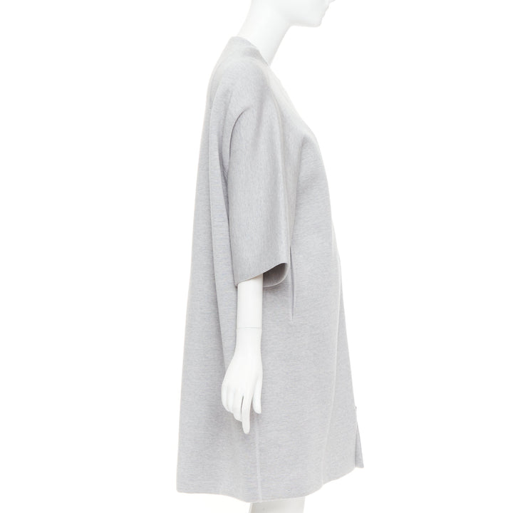 CHRISTIAN DIOR light grey virgin wool jersey cocoon half sleeve coat FR36 S