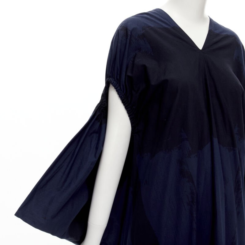 rare COMME DES GARCONS Vintage 1980's blue brushstroke angular trapeze dress