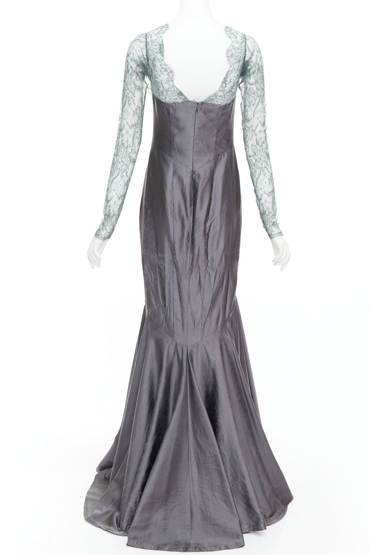 rare GUY LAROCHE COUTURE 2006 Vintage Runway lace mermaid gown dress IT38 XS