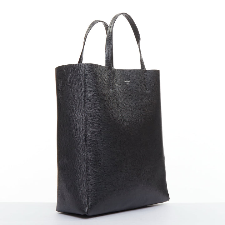 CELINE Small Vertical Cabas black grained calf leather crossbody tote bag