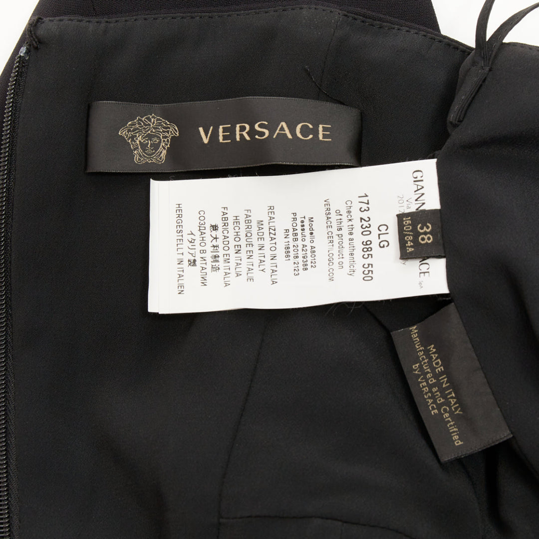 VERSACE black gold Medusa plaque bondage accent midi harness dress IT38 XS