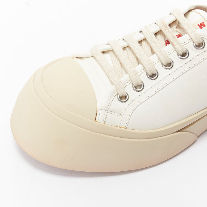MARNI Pablo white leather chunky wide toe lace up low top sneakers EU36