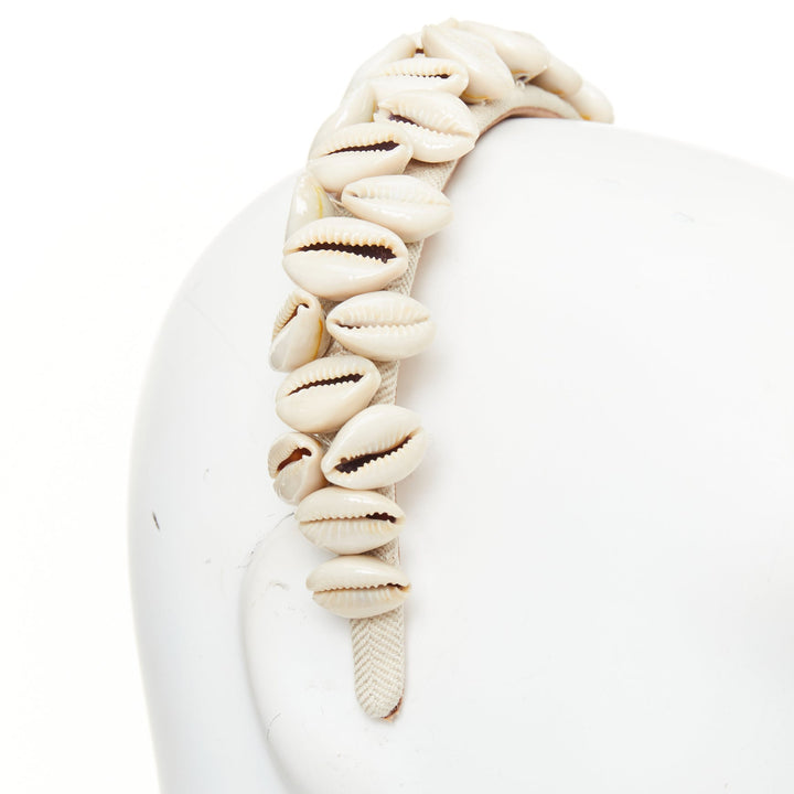 LOEWE Paula's Ibiza cowry shell straw neutral beach resort headband accessory