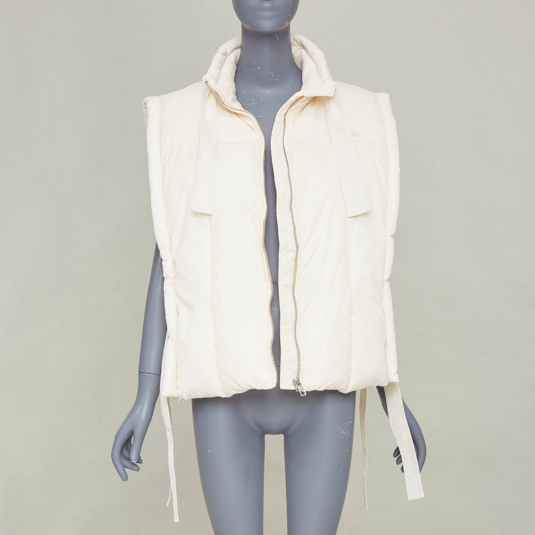 GANNI 2022 oversized shiny puff vest buttercream ivory winter gilet top M