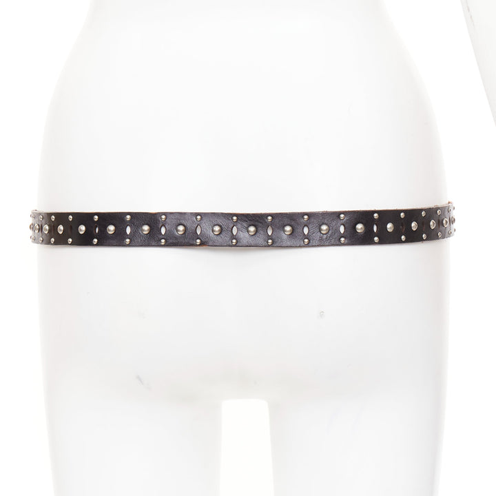 SAINT LAURENT 2013 Psych Rock distressed grunge brown silver studded long belt