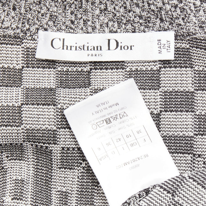 CHRISTIAN DIOR 2018 J'ADior black checkered silk cotton zip up jacket FR38 M