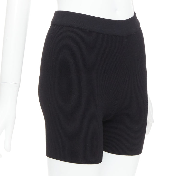 JACQUEMUS black viscose blend minimal knitted cyclist shorts FR36 S