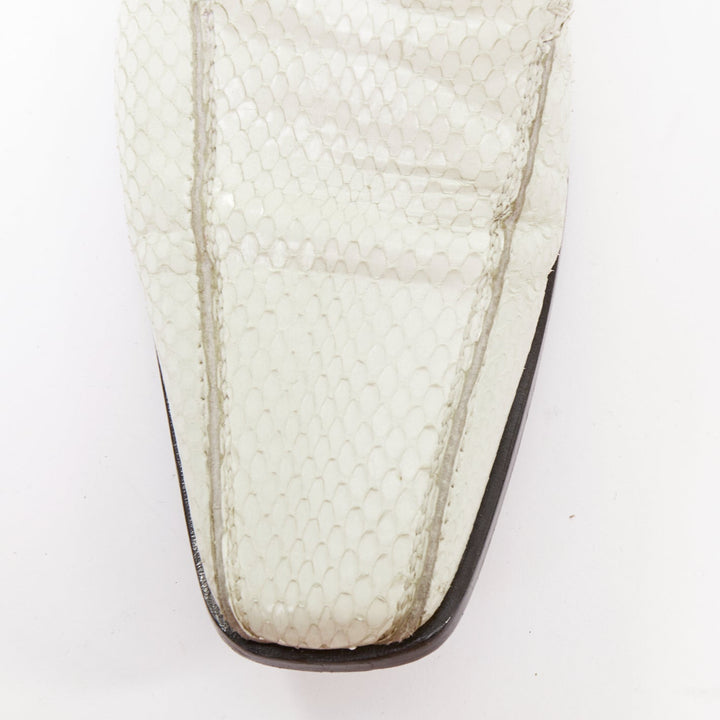 DOLCE GABBANA Vintage white scaled leather piped loafer shoes UK6 EU40