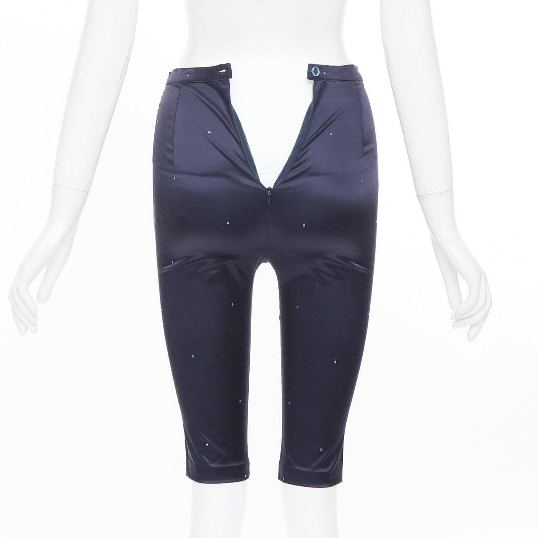 MAX & CO Trends navy blue crystal cotton blend bateau crop top capri set IT40 S