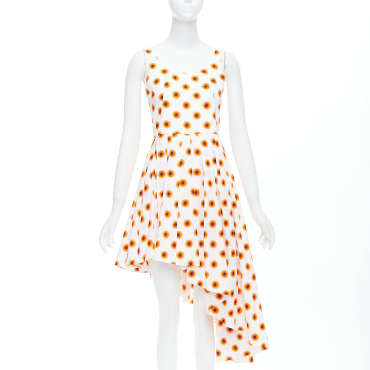 ALEXANDER MCQUEEN 2022 Iris orange paint polka dot asymmetric dress IT38 XS