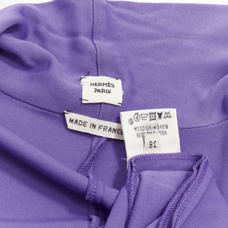 HERMES purple viscose scoop neck double layered belted cardigan top FR38 S