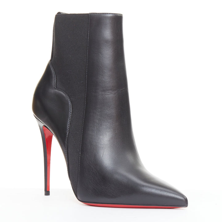 CHRISTIAN LOUBOUTIN Chelsea Chick Booty 100 black gusset ankle boots EU38 US8