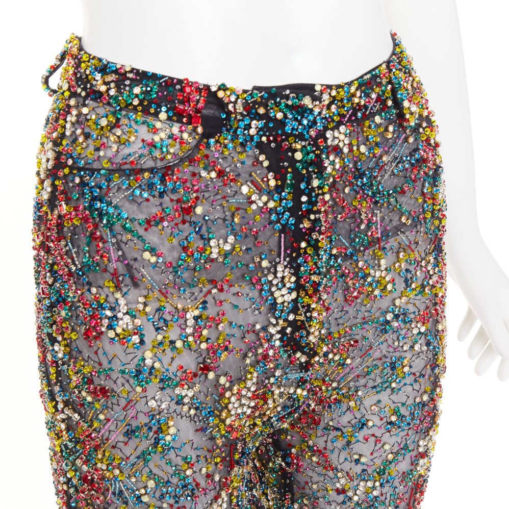 rare ALEXANDRE VAUTHIER COUTURE SS2021 Runway Lesage crystal feather flare pant