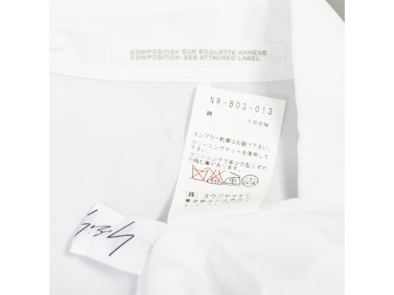 YOHJI YAMAMOTO white cotton oversized asymmetric high low hem shirt JP2 M