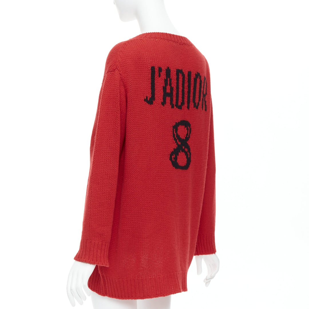 CHRISTIAN DIOR 100% cashmere red black J'Adior 8 oversized sweater FR34 XS