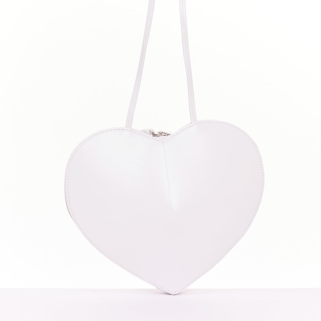 ALAIA 2022 Le Coeur white smooth calfskin sculptural leather heart crossbody bag