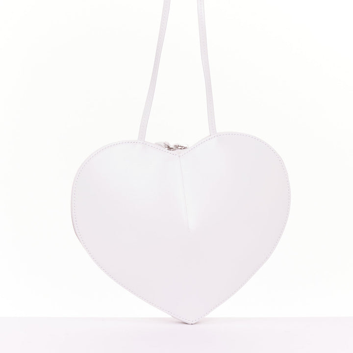 ALAIA 2022 Le Coeur white smooth calfskin sculptural leather heart crossbody bag