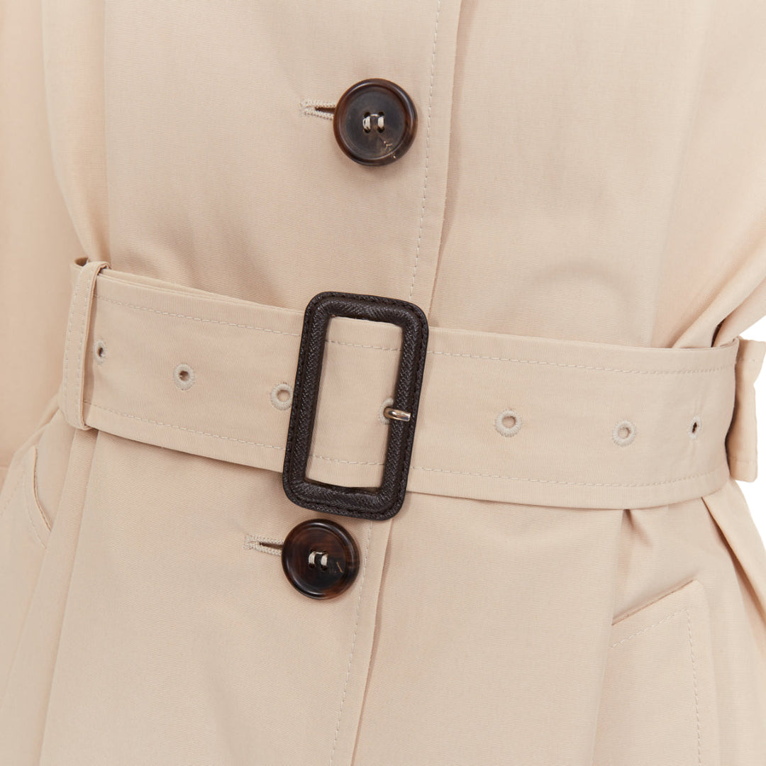 PRADA 2019 beige cotton pinstriped lined raglan sleeves trench coat IT36 XXS