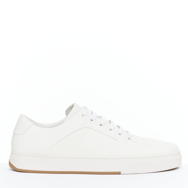 BOTTEGA VENETA white leather minimal lace up sneakers EU39