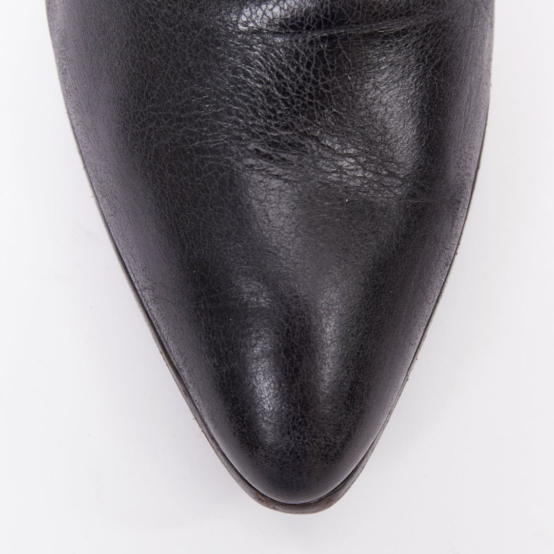 PRADA Vintage black soft nappa leather over the knee exposed back zip boots EU38