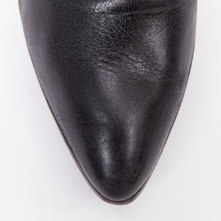 PRADA Vintage black soft nappa leather over the knee exposed back zip boots EU38