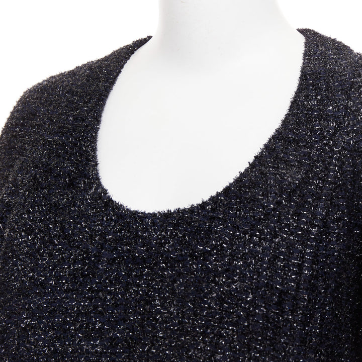 CHANEL 2013 shimmery lurex metallic knit scoop neck pocket shift dress FR40 M
