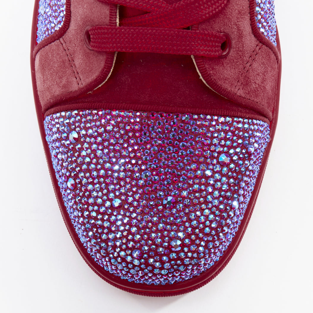 rare CHRISTIAN LOUBOUTIN Louis Orlato Strass red suede crystal hi sneaker EU42.5