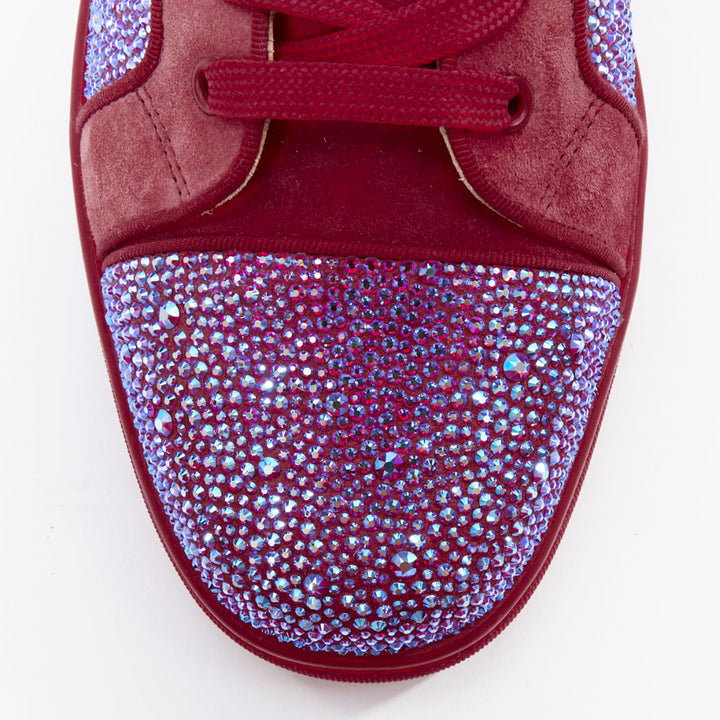 rare CHRISTIAN LOUBOUTIN Louis Orlato Strass red suede crystal hi sneaker EU42.5