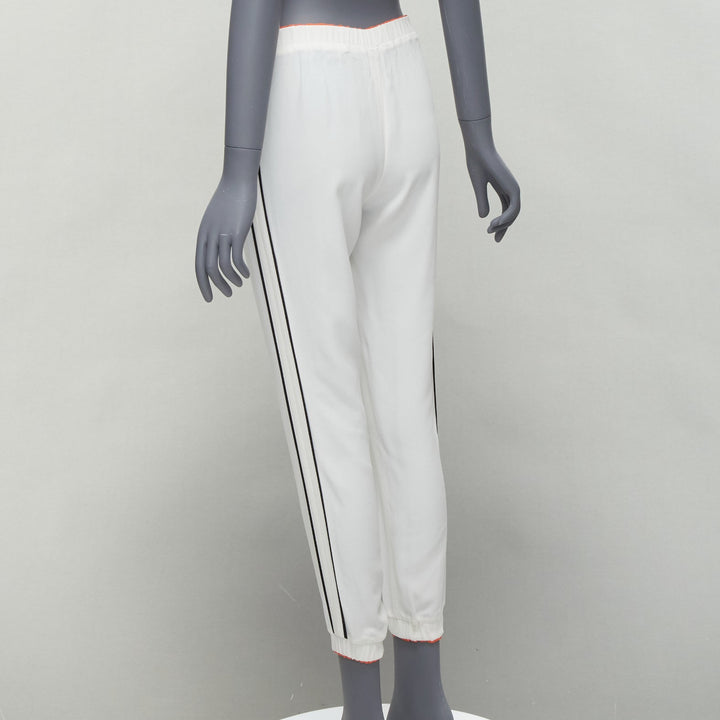 FENDI white silky black orange trims casual jogger pants IT36 XXS
