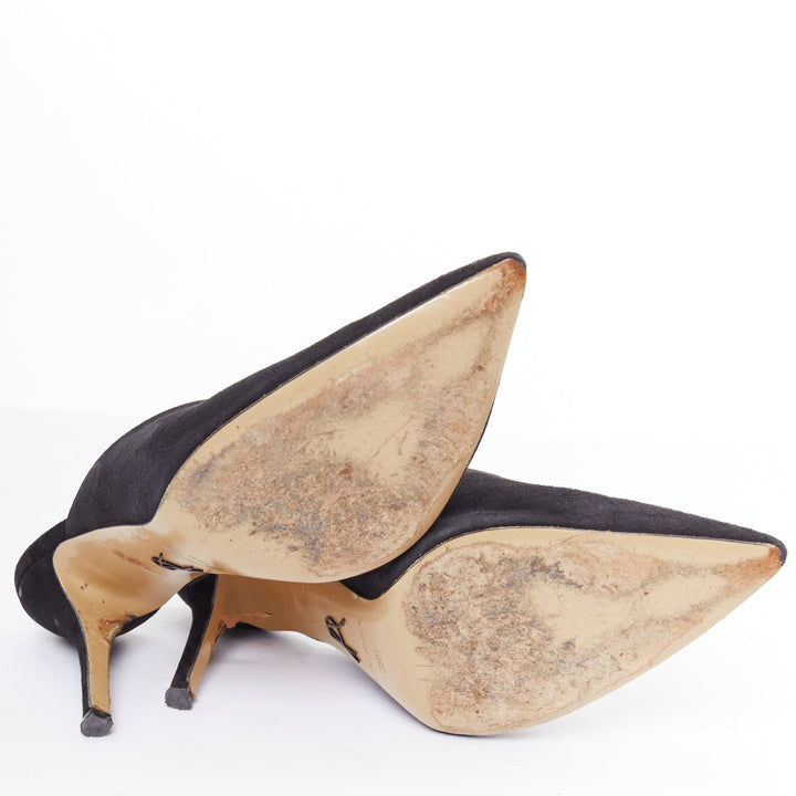 PAUL ANDREW Certosa black suede pointy toe high heel mules EU39.5