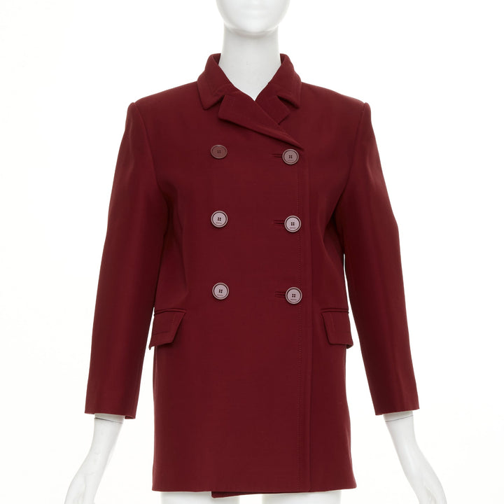 GUCCI 2025 Rosso Ancora wool silk cady martingale double breasted jacket IT40 S