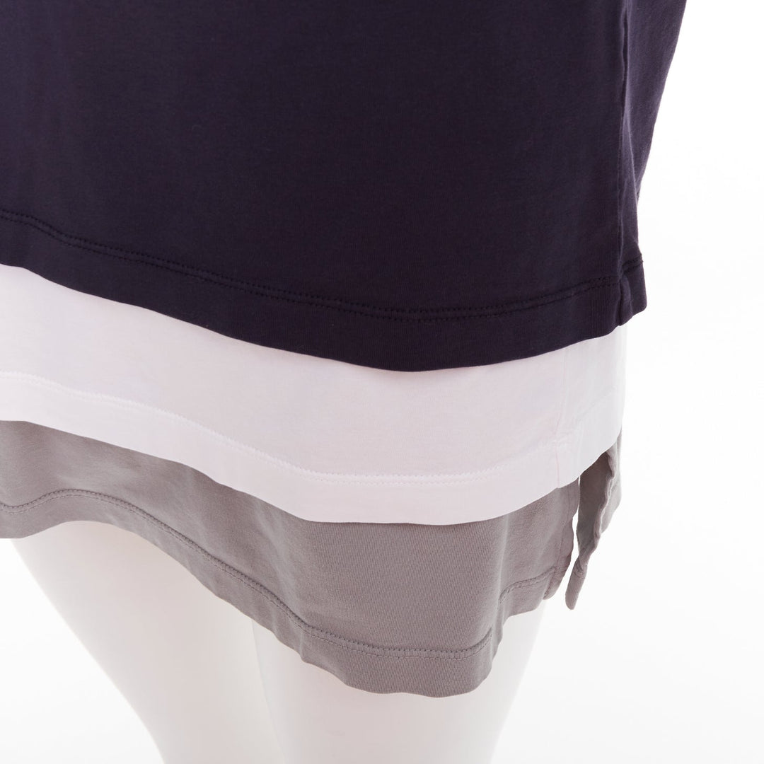 MIU MIU 2024 Set of 3 navy white grey cotton logo jersey layering tshirt M