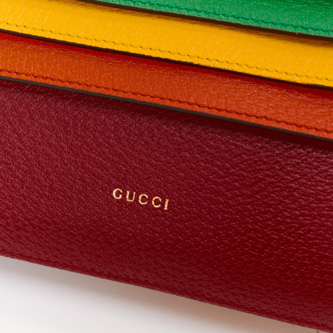 GUCCI 2017 Runway Totem rainbow brown leather flap envelop clutch bag