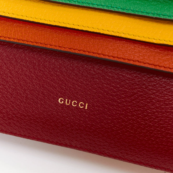 GUCCI 2017 Runway Totem rainbow brown leather flap envelop clutch bag