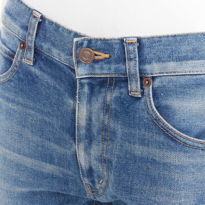 CELINE M_SK_004 N120 640E 07UW blue washed cotton minimal tab pocketed jeans 27"
