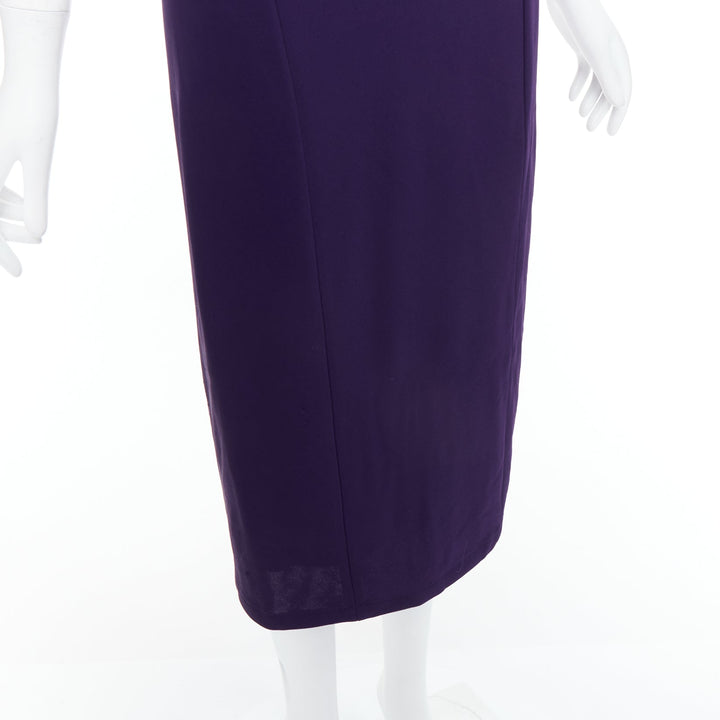 DONNA KARAN Fluid Crepe Double eggplant purple sheath dress L