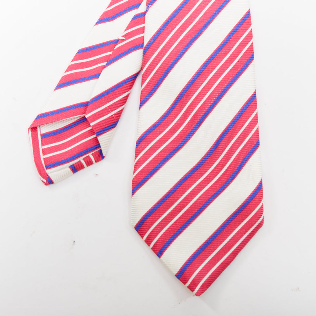 KITON NAPOLI Set of 4 100% silk green pink yellow purple  diagonal stripes tie