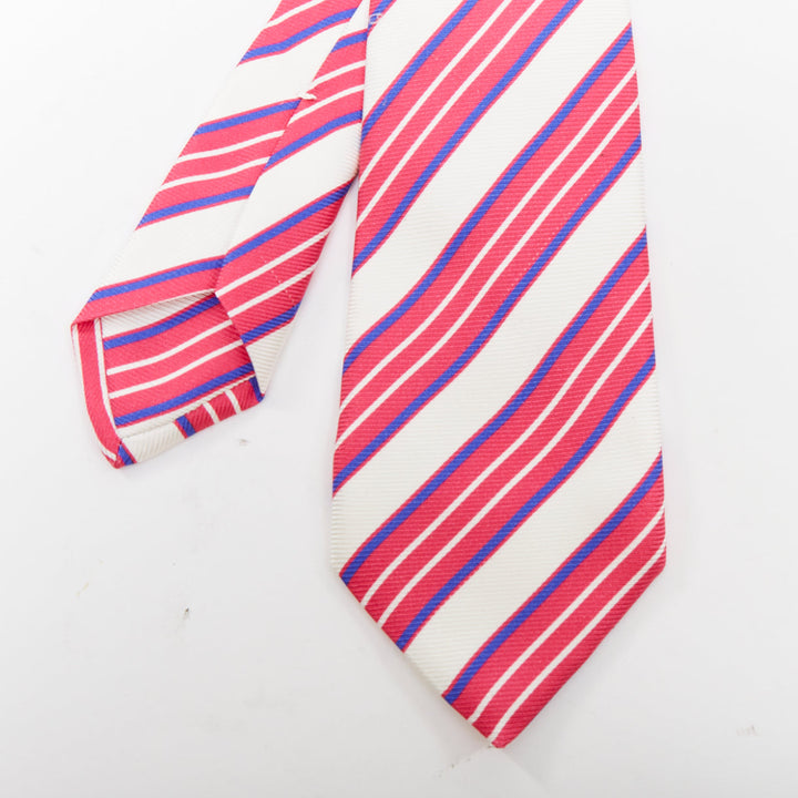 KITON NAPOLI Set of 4 100% silk green pink yellow purple  diagonal stripes tie