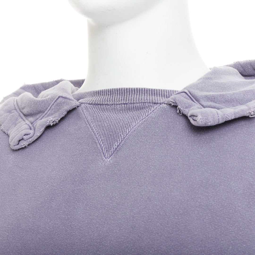ANCELLM washed purple cotton distressed details pocketed hoodie Sz1 S