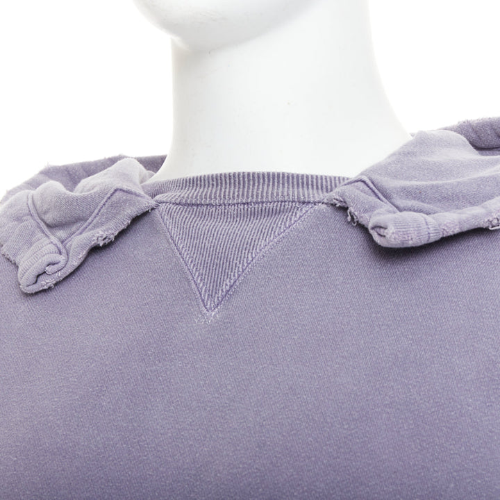 ANCELLM washed purple cotton distressed details pocketed hoodie Sz1 S