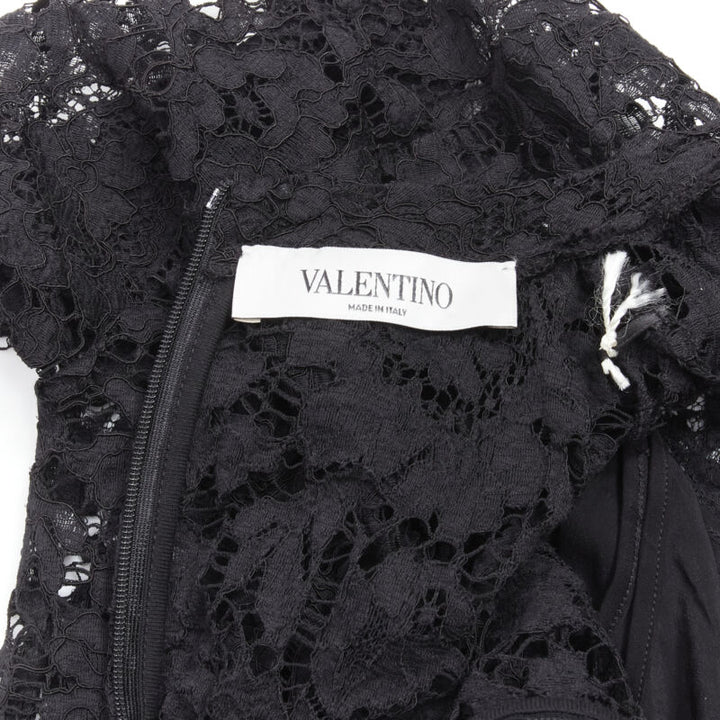 VALENTINO VLTN logo black lace white full floral lace playsuit romper XS