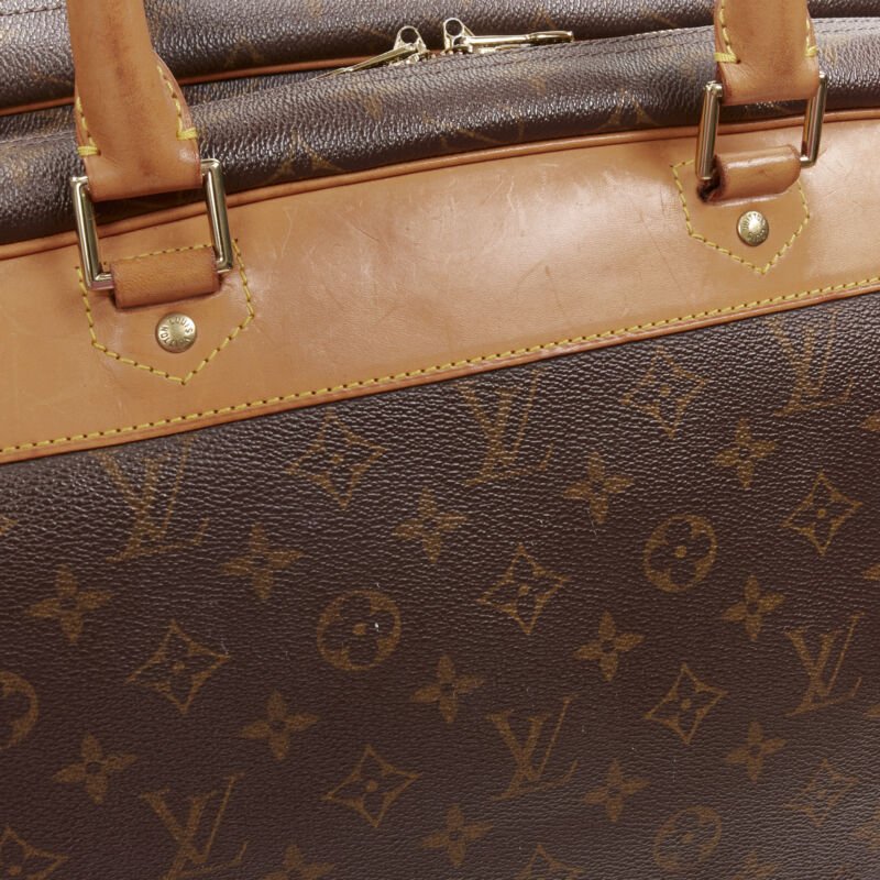 LOUIS VUITTON VIntage Alize brown monogram leather 2 compartment bag garment bag