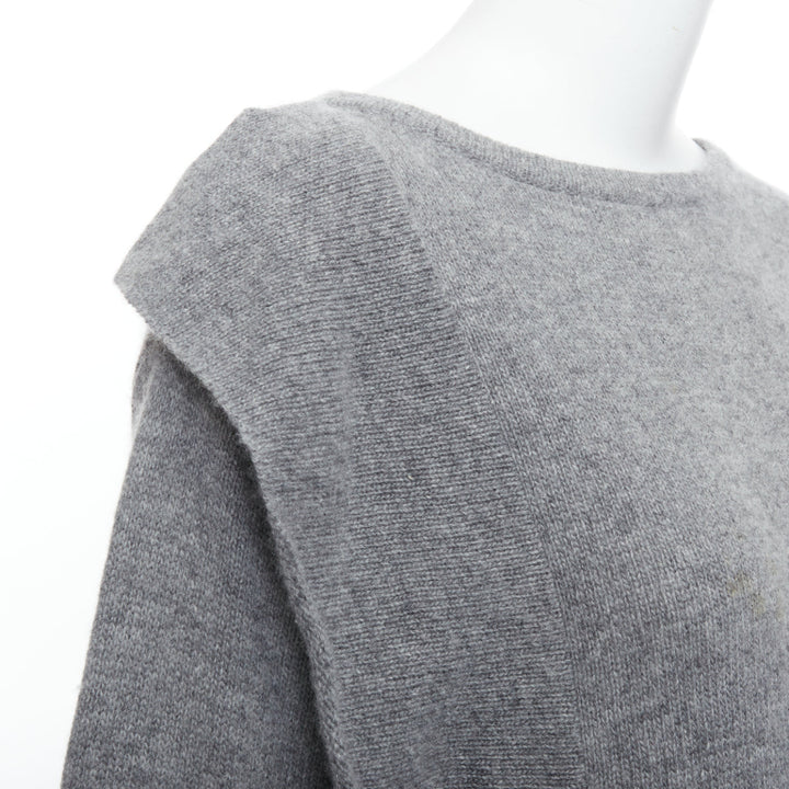 PRADA 2016 grey wool cashmere side panel asymmetric sweater IT38 XS