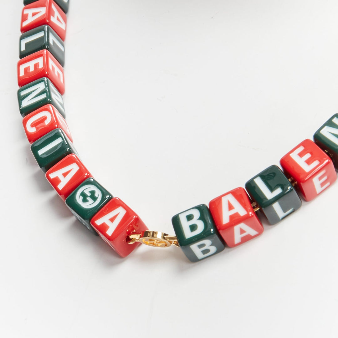 GUCCI BALENCIAGA 2021 Hacker Project Symbols red green cubes short necklace