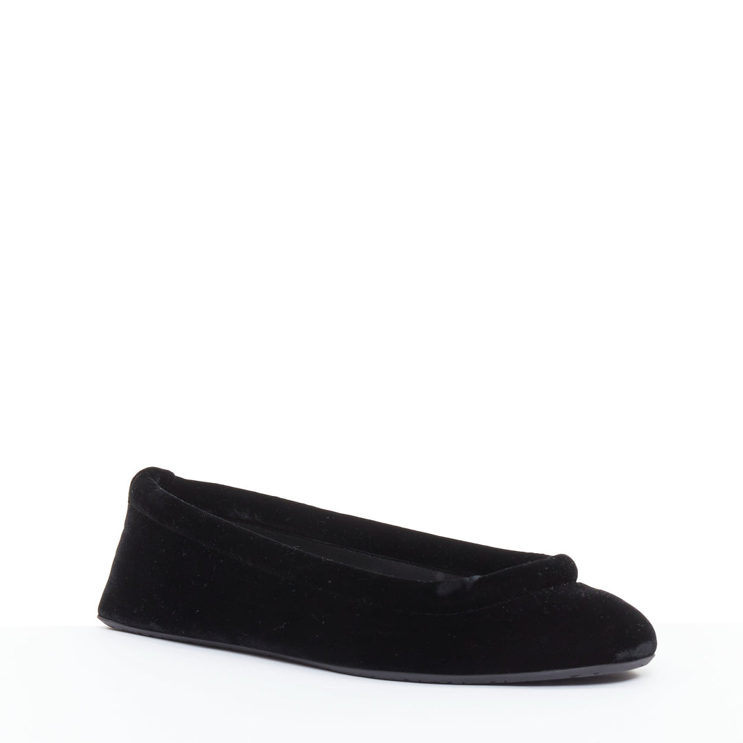 ALAIA black velvet padded 3D outline low vamp ballerina flats EU38